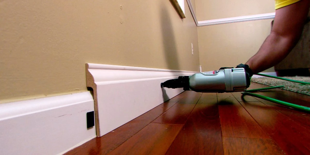 wood baseboards installed
